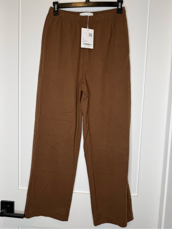 OAK + FORT Pants - Oak + Fort Brown Ribbed Elastic Waist Straight Leg Pants XS NWT
